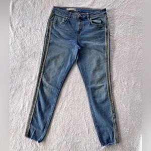 Pilcro and the Letterpress Mid Rise Tapered Ankle Jeans with Silver Details